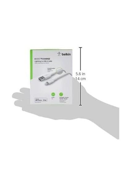 Örgülü Lightning Kablosu (, Ipad, &apos;lar Için Boost Charge Lightning - USB Kablosu) Mfi Sertifikalı Şarj Kablosu, Örgülü Lightning Kablosu (1 M, Beyaz)