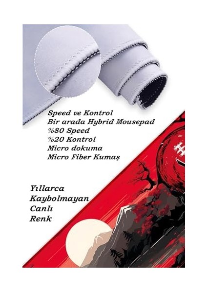 Samuray Oyun Gaming Klavye Mouse Pad Masa Matı 70X30 cm