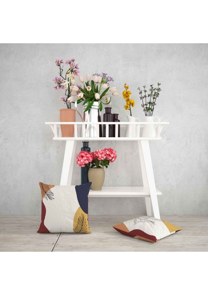 Soyut Bitki Desenli Dijital Baskı Çift Taraf Desenli 2'li Kare Yastık Kırlent Kılıfı fiyatları