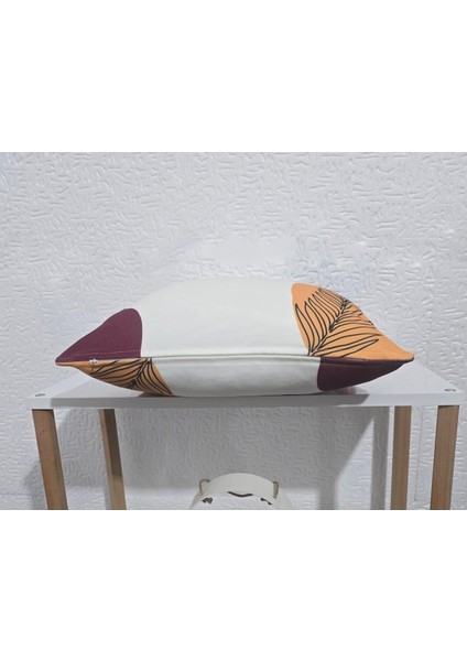 Soyut Bitki Desenli Dijital Baskı Çift Taraf Desenli 2'li Kare Yastık Kırlent Kılıfı