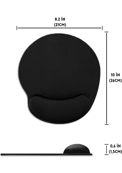 Siyah Bilek Destekli Mouse Pad,ergonomik Kaymaz Taban,oyun ve Ofis Için Fare Altlığı,suya Dayanıklı (Siyah)