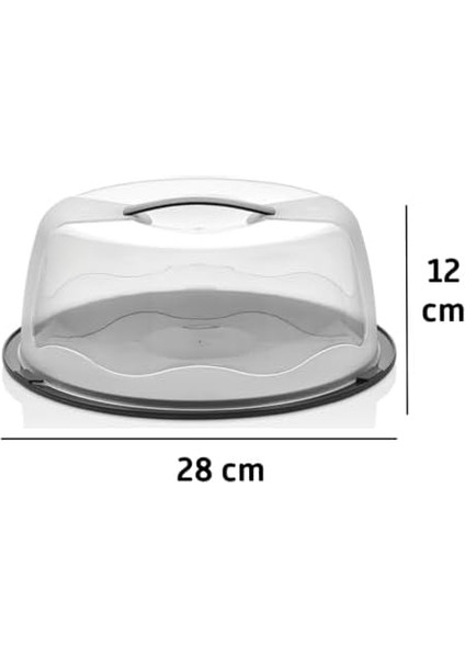 Geçmeli Kilitli, Kapaklı ve Kulplu Yaş Pasta, Kek Taşıyıcı, Mutfak Saklama Için Yuvarlak, Bpa Içermeyen Kek Fanusu, Börek, Çörek Saklama Kabı,, Turta Taşıma Kutusu (1, Gri, 12×28)