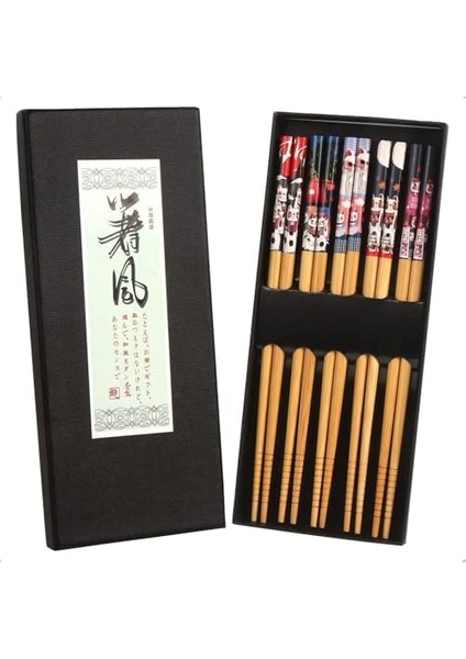 Bambu Yemek Çubukları, Fortune Cat Baskılı Bambu Yemek Çubukları, 5 Çift Doğal Bambu Yemek Çubukları Yeniden Kullanılabilir Yemek Çubukları, Suşi, Yemekleri Için Yıkanabilir Bambu Yemek modelleri