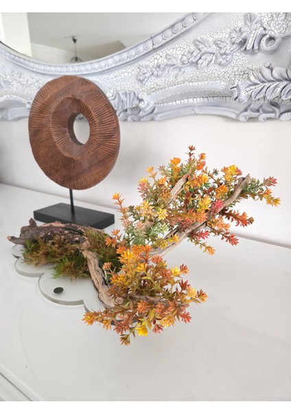 El Yapımı Doğal Ağaç Dekor – Sonbahar Renkli Yapay Çiçekli Masa Üstü Tasarım fiyatları