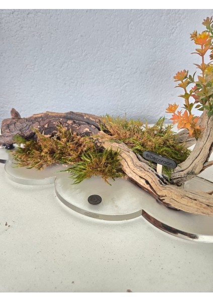 El Yapımı Doğal Ağaç Dekor – Sonbahar Renkli Yapay Çiçekli Masa Üstü Tasarım indirimleri