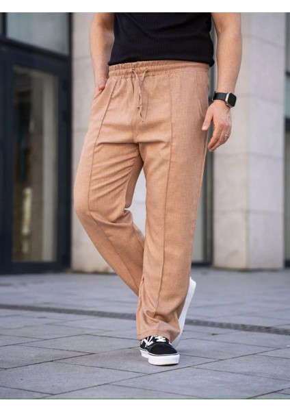 Erkek Keten Cepli Çıma Dikişli Jogger Buggy Pantalon Rahat Kalıp