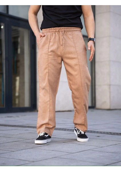 Erkek Keten Cepli Çıma Dikişli Jogger Buggy Pantalon Rahat Kalıp fırsatları