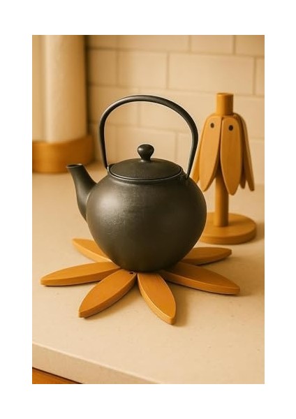 Standlı 4’lü Bambu Seti – Açılıp Kapanabilir Çaydanlık ve Tencere Altlığı, Isı Yalıtımlı Doğal Bambu Çaydanlık Nihalesi, Mutfak Tezgah Koruyucu modelleri