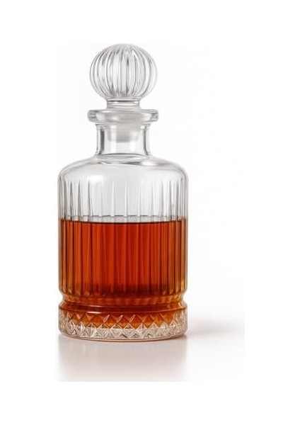 1.5 Litre Çizgili Desenli Cam Sürahi Karaf – Kapaklı, 25 Cm, Şık ve Dayanıklı, Su ve Meyve Suyu Şişesi