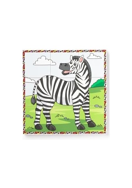 Manyetik Blok Çift Taraflı 9 Parçalı Mıknatıslı Puzzle 2 Görsel Aslan-Zebra Yapboz modelleri