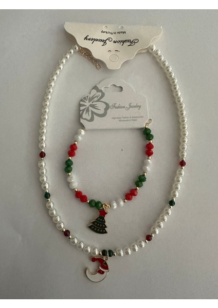 Yılbaşı Inci Kolye ve Kristal Bileklik Seti modelleri