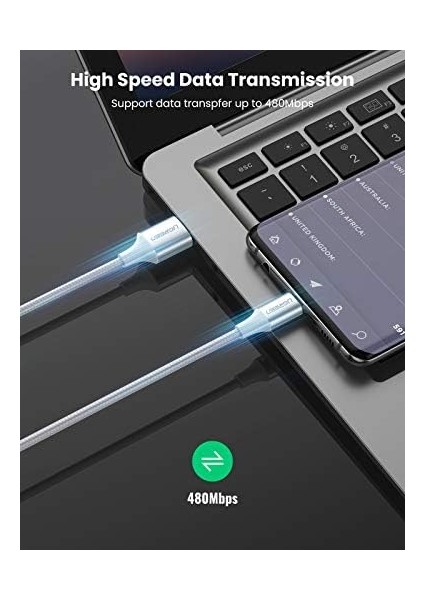 Örgülü USB Type-C Şarj ve Data Kablosu, 50 cm fiyatları