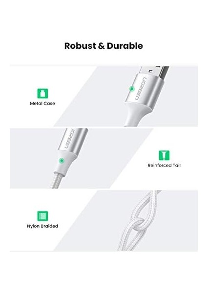 Örgülü USB Type-C Şarj ve Data Kablosu, 50 cm modelleri