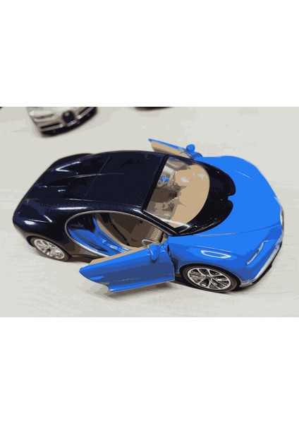 Oyuncak Metal Model Araba 1/36 Çek Bırak Bugatti Chiron Mavi