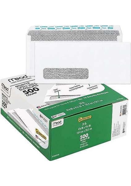 Pencere Zarfları, Iş Zarfları, Kendinden Mühür #10, Tek Sol Pencere, Pencereli Zarfları Soyup Kapatın, Güvenlik Renkli Beyaz Zarflar, Paket Başına 500 (742022) modelleri
