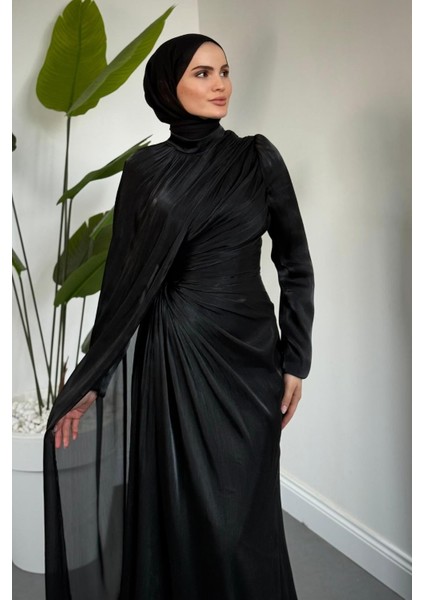 Mari Jan Jan Kumaş Balık Abiye Siyah modelleri