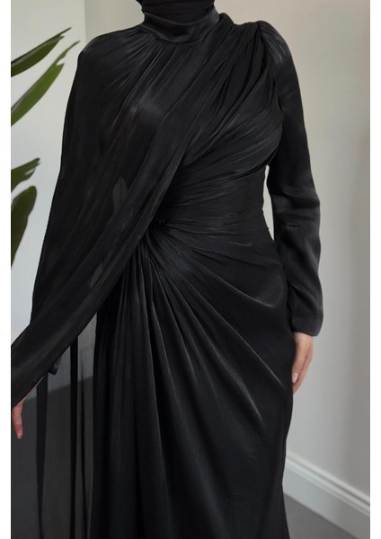 Mari Jan Jan Kumaş Balık Abiye Siyah indirimleri