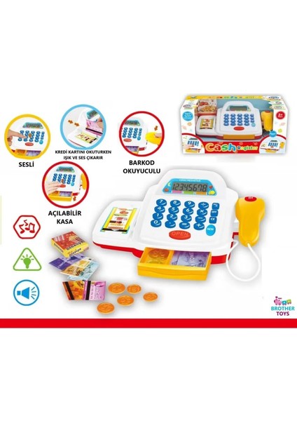 22 Parça Sesli Işıklı Hesap Makineli Barkod Okuyuculu Yazar Kasa Market Yazarkasa Pos