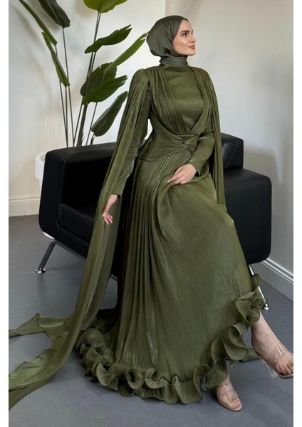 Rienne Pelerinli Pliseli Jan Jan Abiye Haki fiyatları