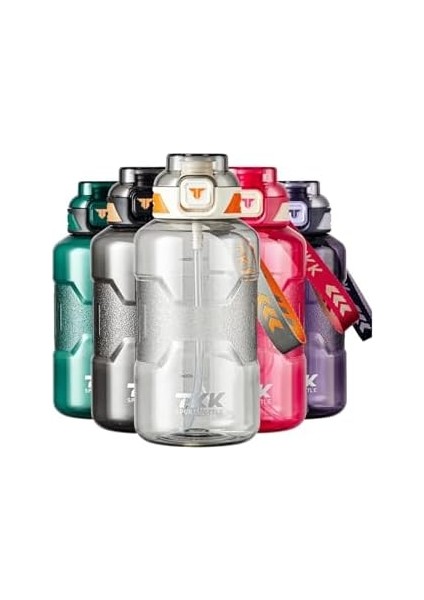 Tkk 1500ML Pipetli/pipetsiz Kullanıma Uygun Taşıma Askılı Sports Tritan Su Matarası (Mor)