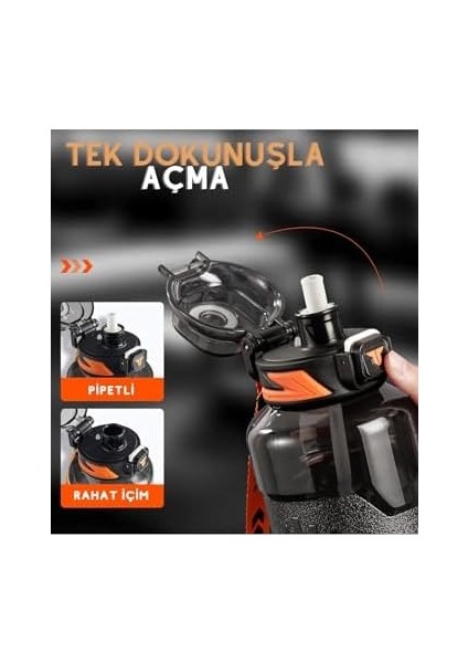 Tkk 1500ML Pipetli/pipetsiz Kullanıma Uygun Taşıma Askılı Sports Tritan Su Matarası (Mor) fiyatları