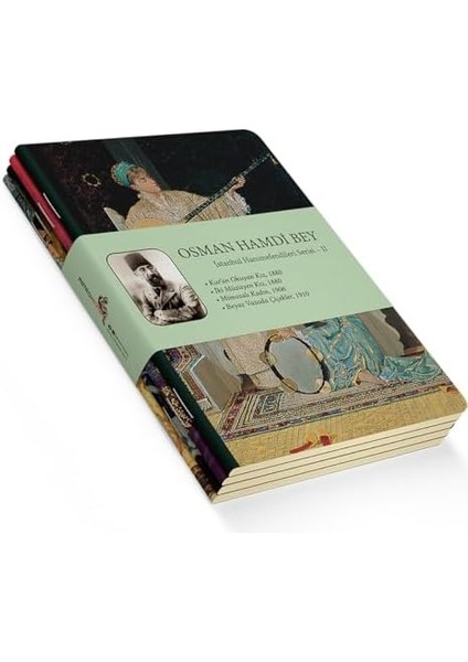 Istanbul Hanımefendileri Serisi Iı - A5, Hamdi Bey 4&apos;lü Defter Seti Iı, Çizgisiz, Toplam 256 Sayfa, Her Biri 64 Sayfa, Tel Dikiş, Esnek Kapak, Tuval Doku, 60 Gram, Sarı Krem Renk modelleri