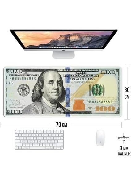Dolar Baskılı Oyun Gaming Klavye Mouse Pad Masa Matı 70X30 cm fiyatları