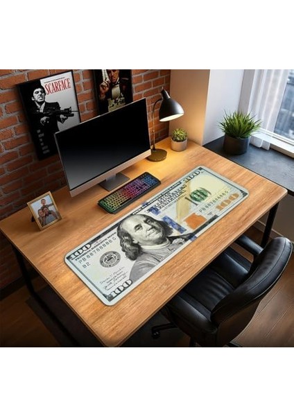 Dolar Baskılı Oyun Gaming Klavye Mouse Pad Masa Matı 70X30 cm modelleri