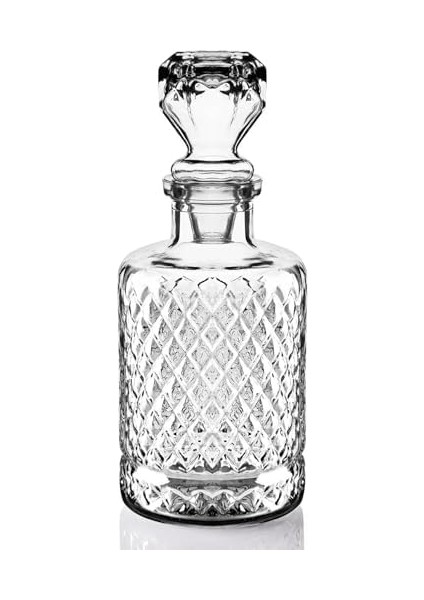 Kristal Kesme Cam Karaf Sürahi Meşrubat Içecek Şişesi Sunum Servis Şişesi 1240 ml