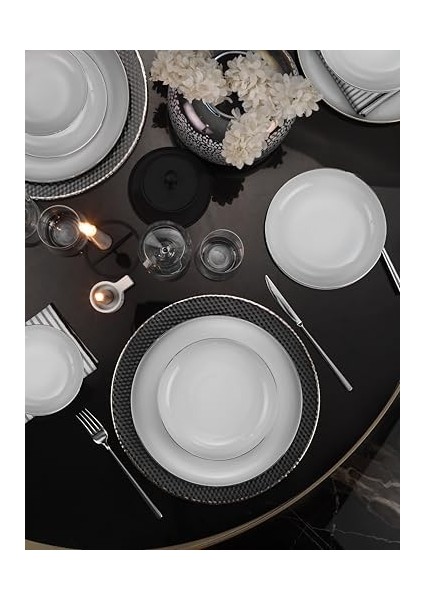 Porselen 18 Parça 6 Kişilik Yemek Takımı Platin