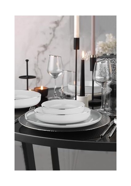 Porselen 18 Parça 6 Kişilik Yemek Takımı Platin fiyatları