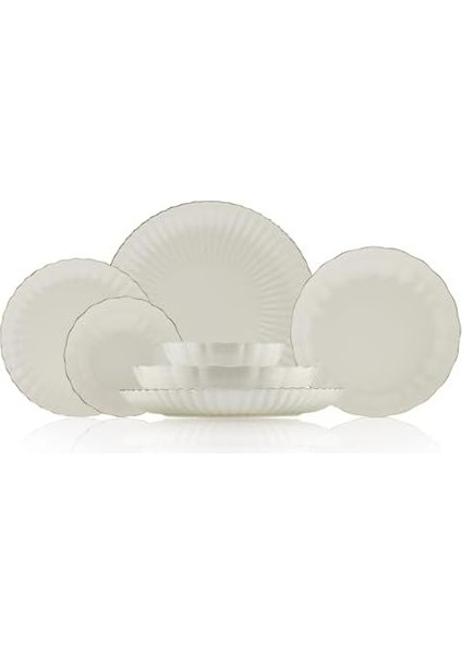 Porselen Luz Form 24 Parça 6 Kişilik Yemek Takımı Altın