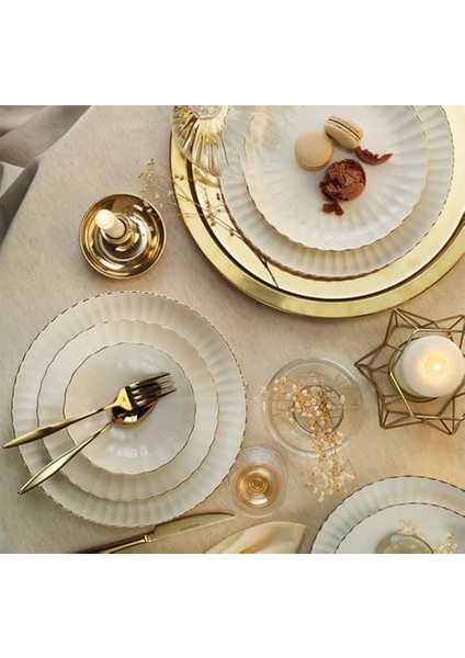 Porselen Luz Form 24 Parça 6 Kişilik Yemek Takımı Altın fiyatları