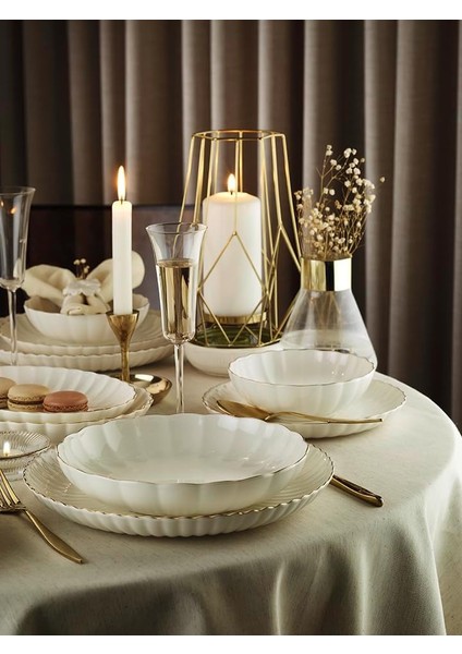 Porselen Luz Form 24 Parça 6 Kişilik Yemek Takımı Altın modelleri