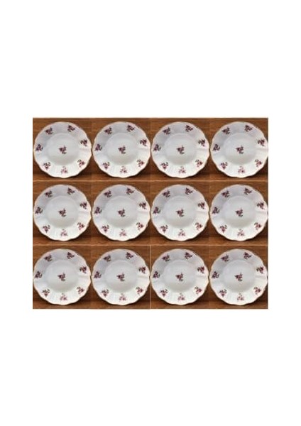 Porselen Çay Tabak Pembe Çiçekli 12&apos;li 869PMBCCCK129127912.