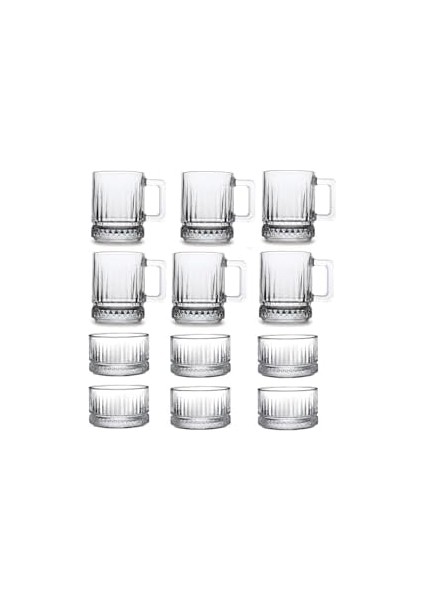 12 Parça Kulplu Kupa Bardak ve Çerezlik Kase Seti Çay Çerez Set 8695258412352AYBABA02 fiyatları