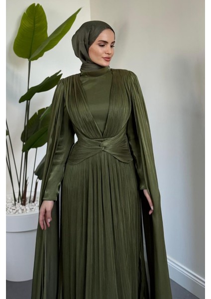 Rienne Pelerinli Pliseli Jan Jan Abiye Haki modelleri