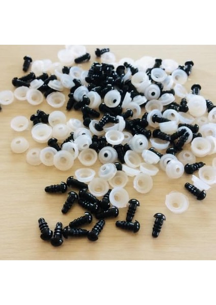 Amigurumi Kilitli Göz Saf Siyah 10 mm (100 Çift)
