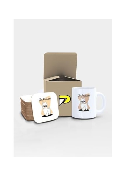 No Problama Komik Tasarımlı Baskılı Kupa Bardak Seti, Eğlenceli Özel Hediye Mug