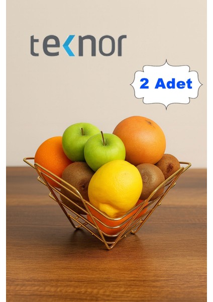 2'li Üçgen Sepet, Meyve Sepeti, Ekmek Sepeti, Modern Tel Sepet