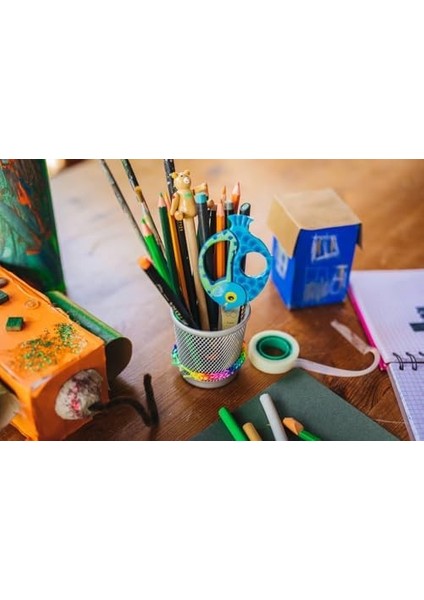 Çocuk Hayvan Makası Balık Motifli Sağ ve Sol Elini Kullananlar Için, Mavi, Uzunluk 13 cm