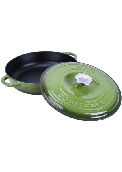 Döküm Yuvarlak Çok Amaçlı Yayvan Tencere New Serisi ÇAP(Ø)28CM. Yeşil