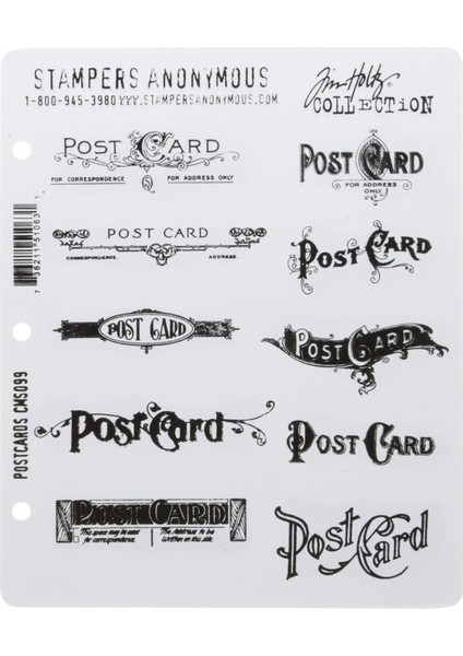 Tim Holtz 7 x 21,6 cm Kendinden Kauçuk Damga Seti Kartpostal