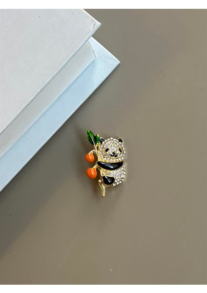 Panda Broş - Beyaz