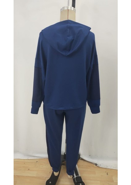 Kadın Uzun Kollu Kapşonlu Viskon Iki Iplik Bluz ve Pantolon Ikili Takım