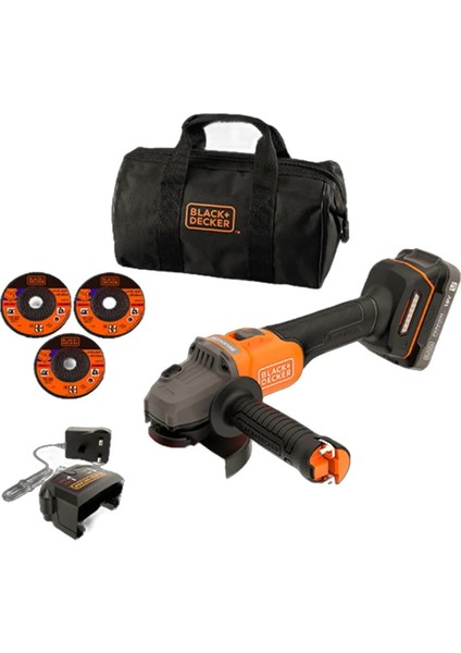 + BCG6L8D1S-QW, 18V 2 Ah 115MM Kablosuz Açılı Taşlama Makinesi