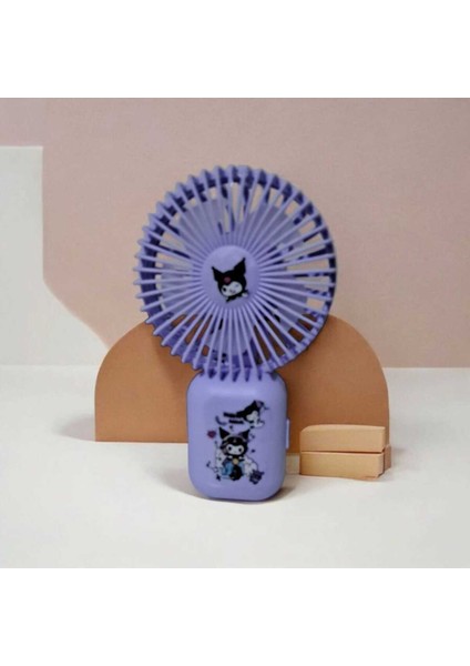 Small Sanrıo Mini Çok Renkli Sevimli Karakterler Mini El Fanı(Mor)