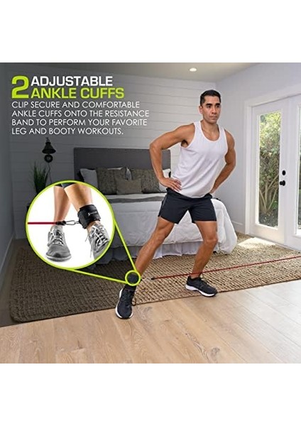 Prosourcefit Tüp Direnç Bantları Seti 2-20 Lb Ekli Kollar, Kapı Çapa ve Egzersiz Kılavuzu Tam Vücut Egzersizleri ve Ev Egzersizleri