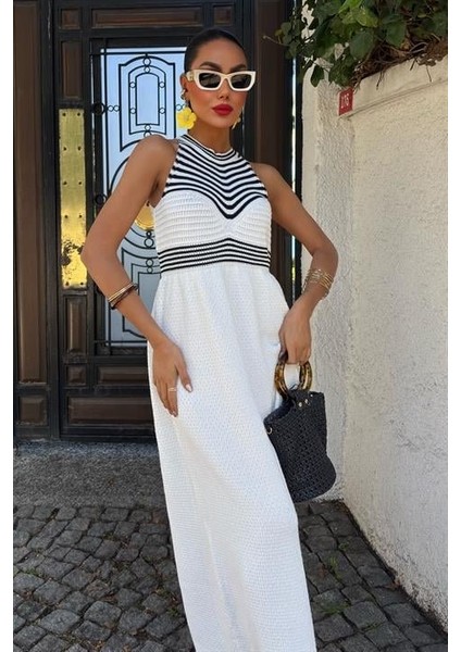 Roba Çizgili Uzun Triko Elbise 2858 fiyatları