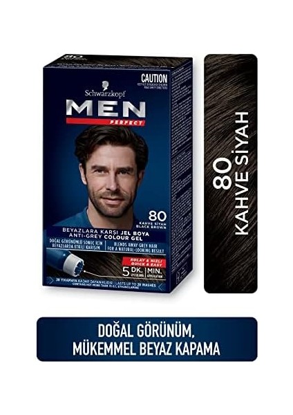 Schwarzkopf Men Perfect Saç Boyası 80 - Kahve Siyah, 80 ml